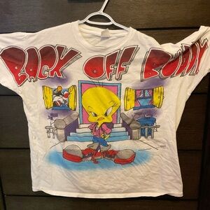 Tweety Cartoon Character Graphic T-Shirt - White